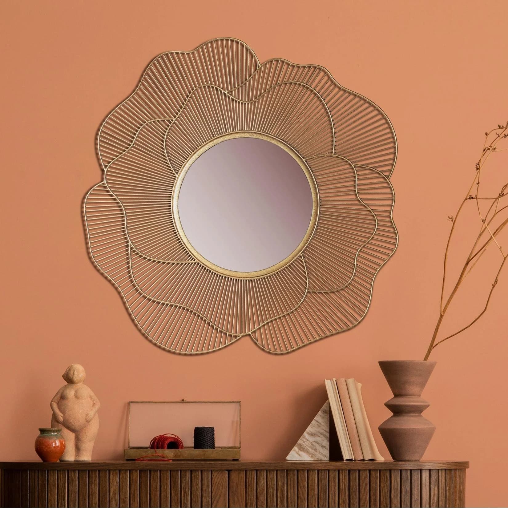 FineBuy Flurspiegel Rose Metall Wandspiegel