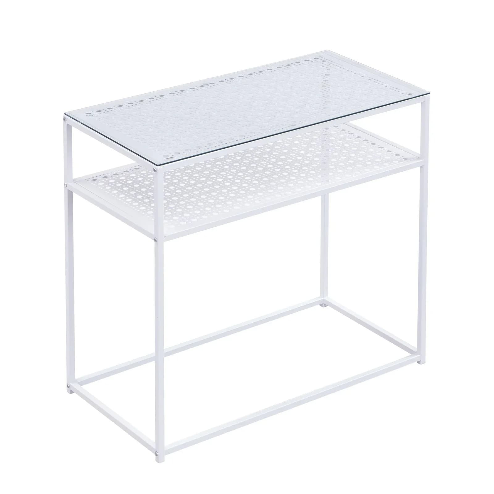 Konsolentisch Weiß Glas Metall