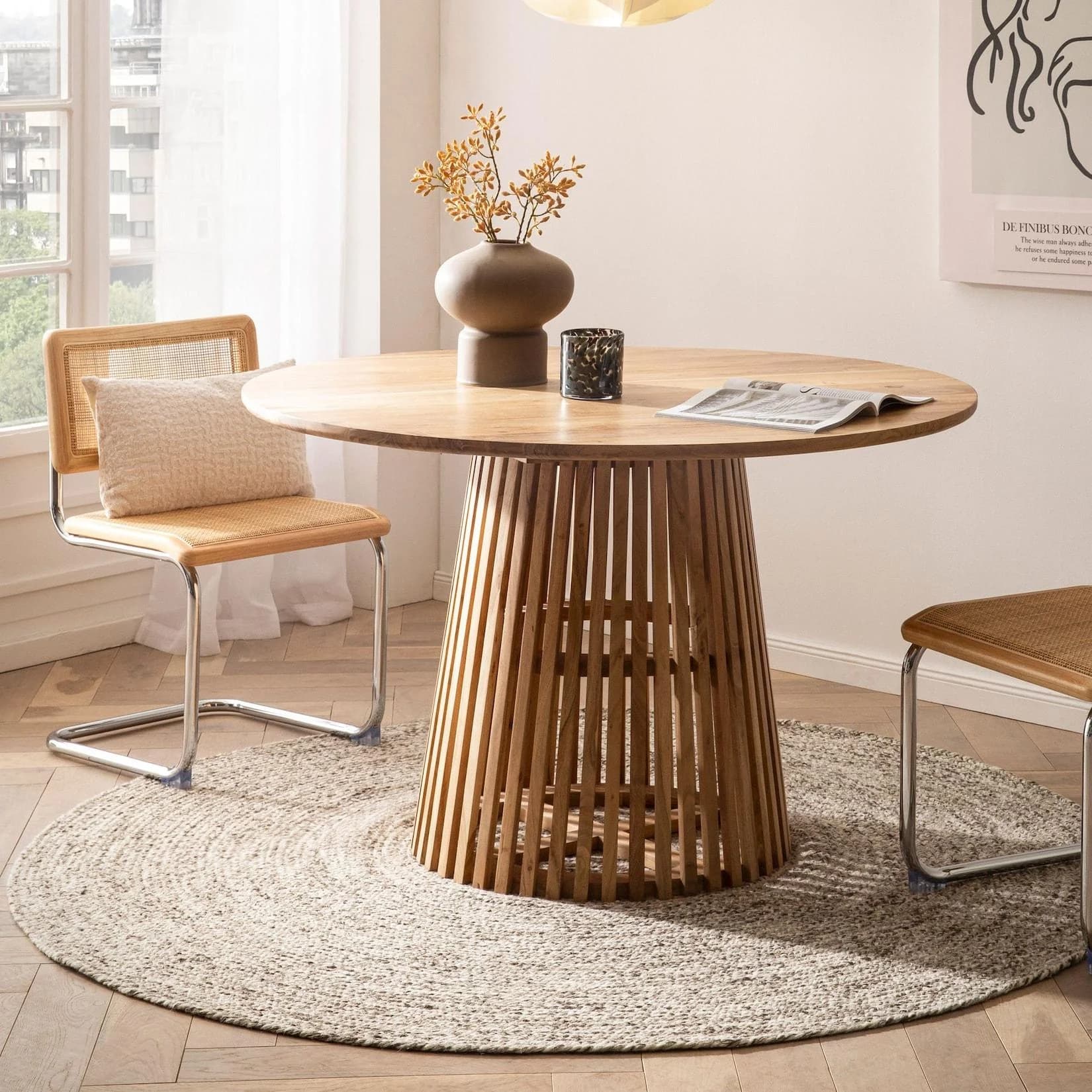 Runder Esstisch 120 cm Massivholz Natur Design