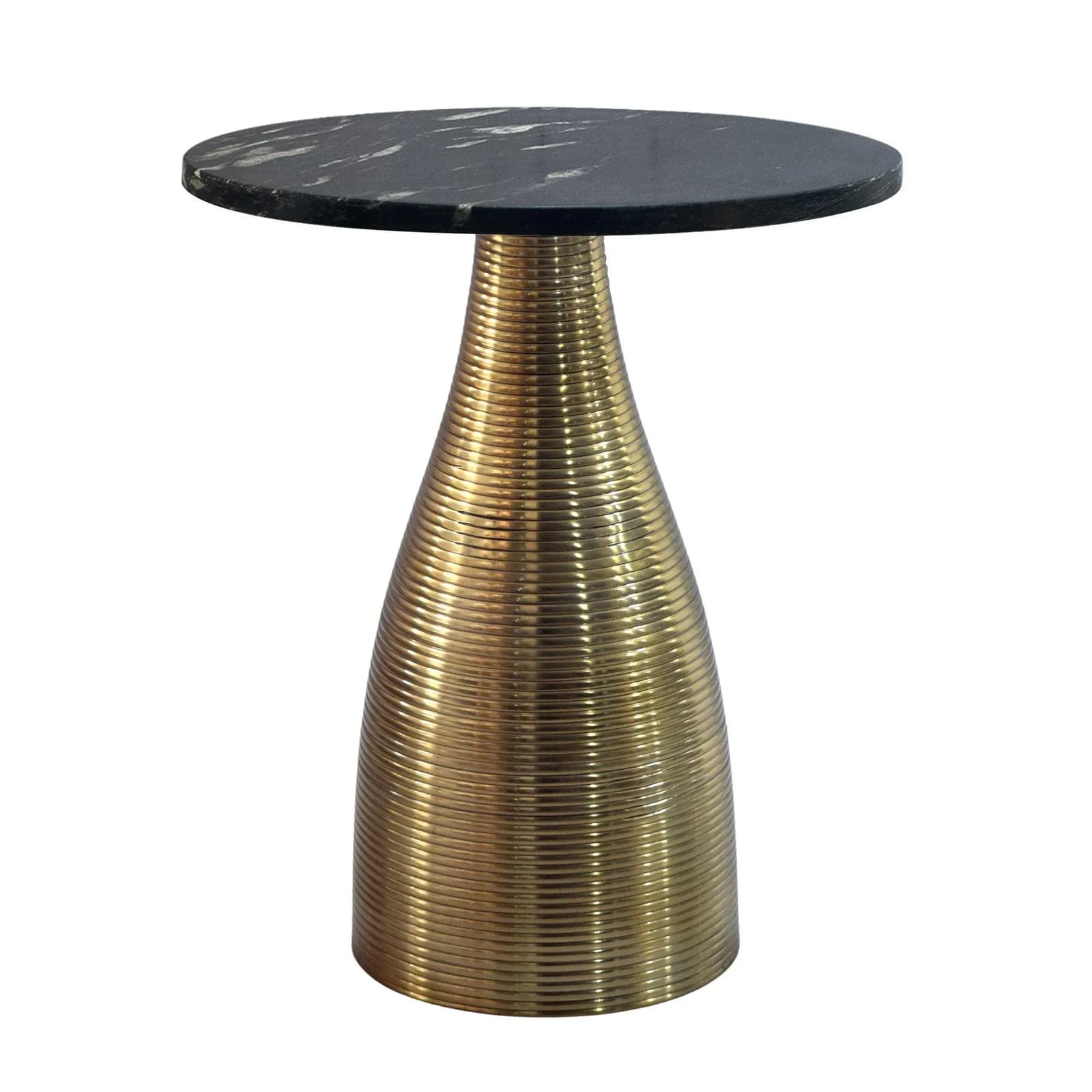 Beistelltisch Schwarz Gold Naturstein Aluminium