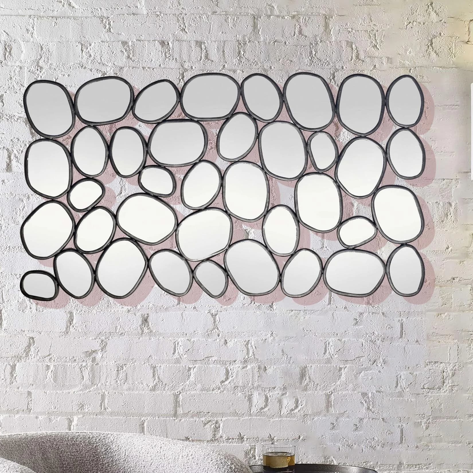 FineBuy Wandspiegel 56x99 cm Glas Metallrahmen Schwarz