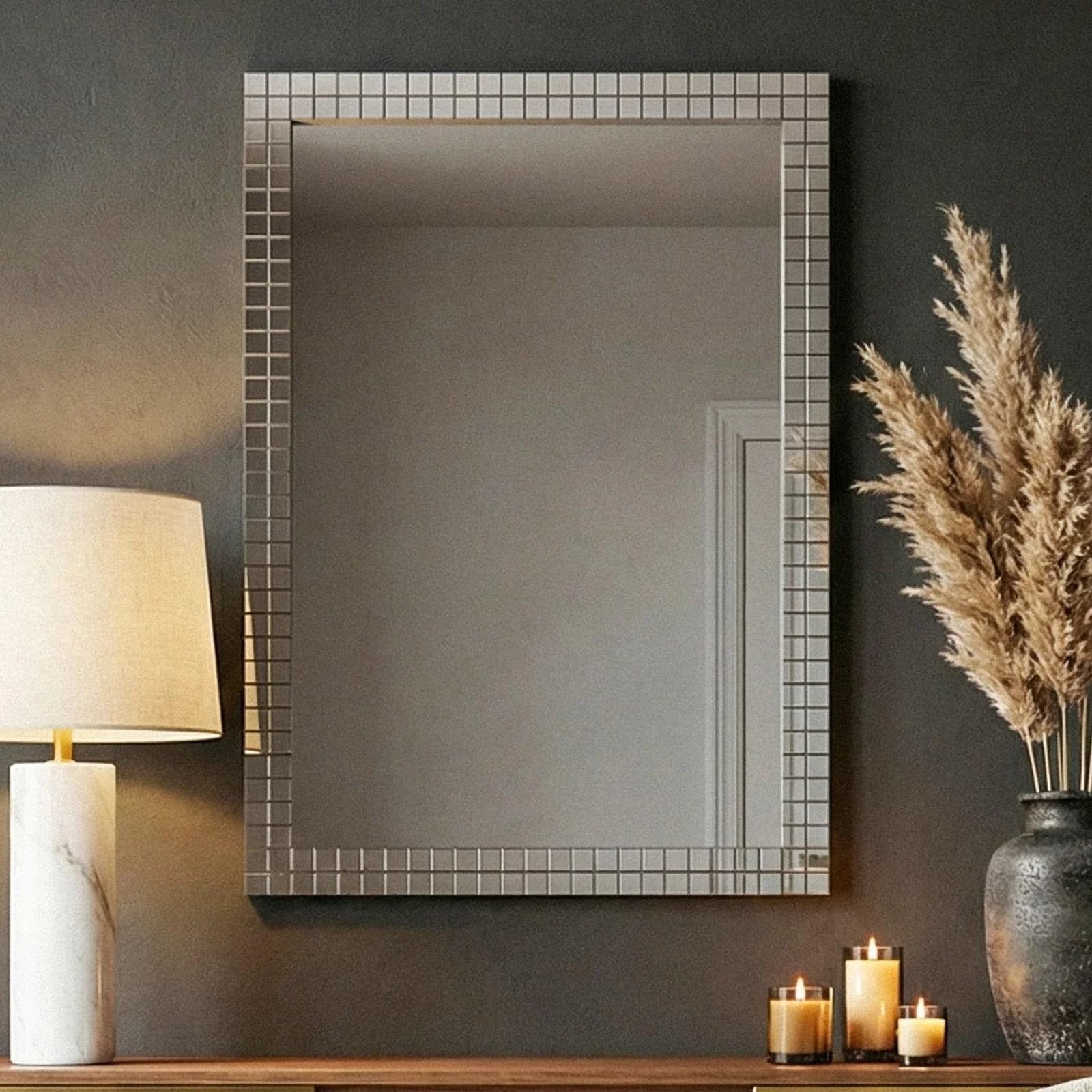 Wandspiegel Eckig 90cm Dekospiegel mit Spiegelrahmen