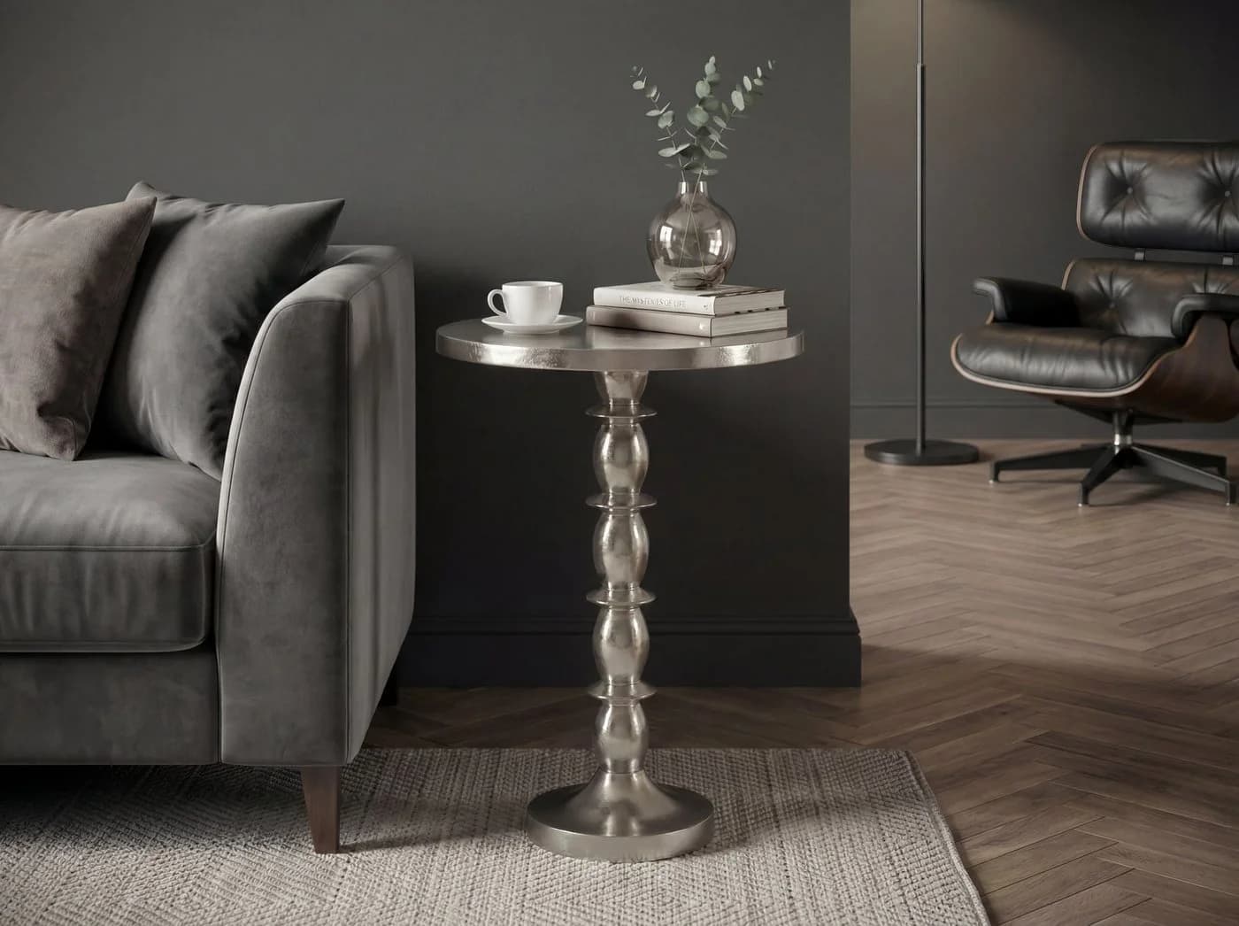 FINEBUY Beistelltisch FB116321 Silber Aluminium Modern