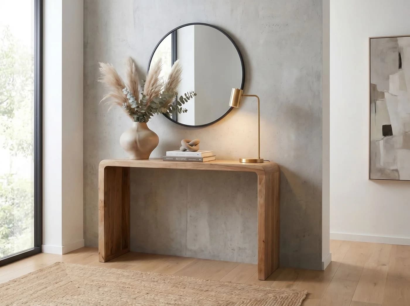 FINEBUY Konsolentisch Akazie Massivholz Braun Modern