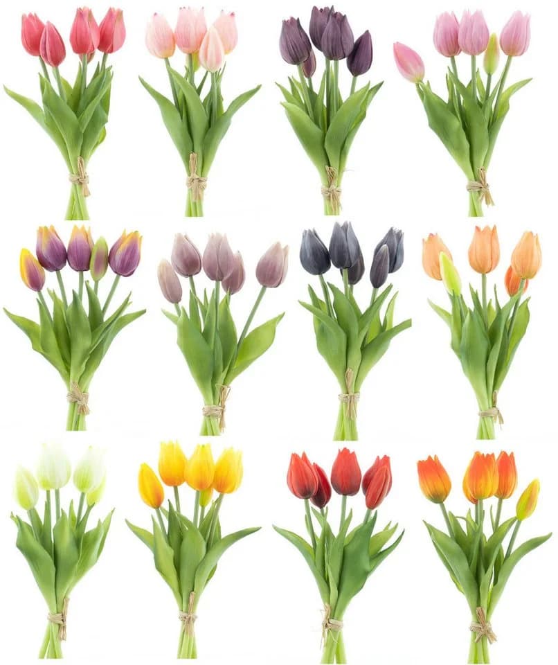 mucPlants Kunstblumenstrauß Tulpenbund 26cm Rosa Real Touch