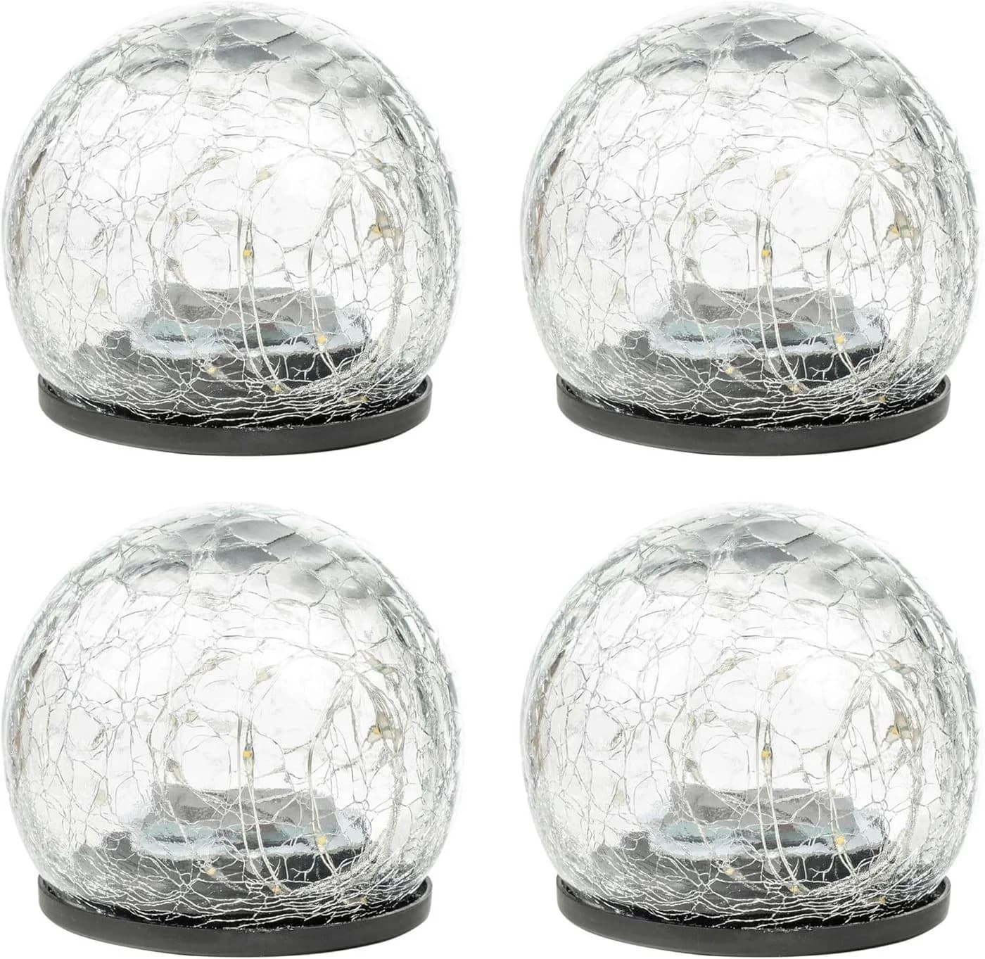 mucHome Kugelleuchte 4er Set LED Solar Kugel Bruchglas Gartenlampen