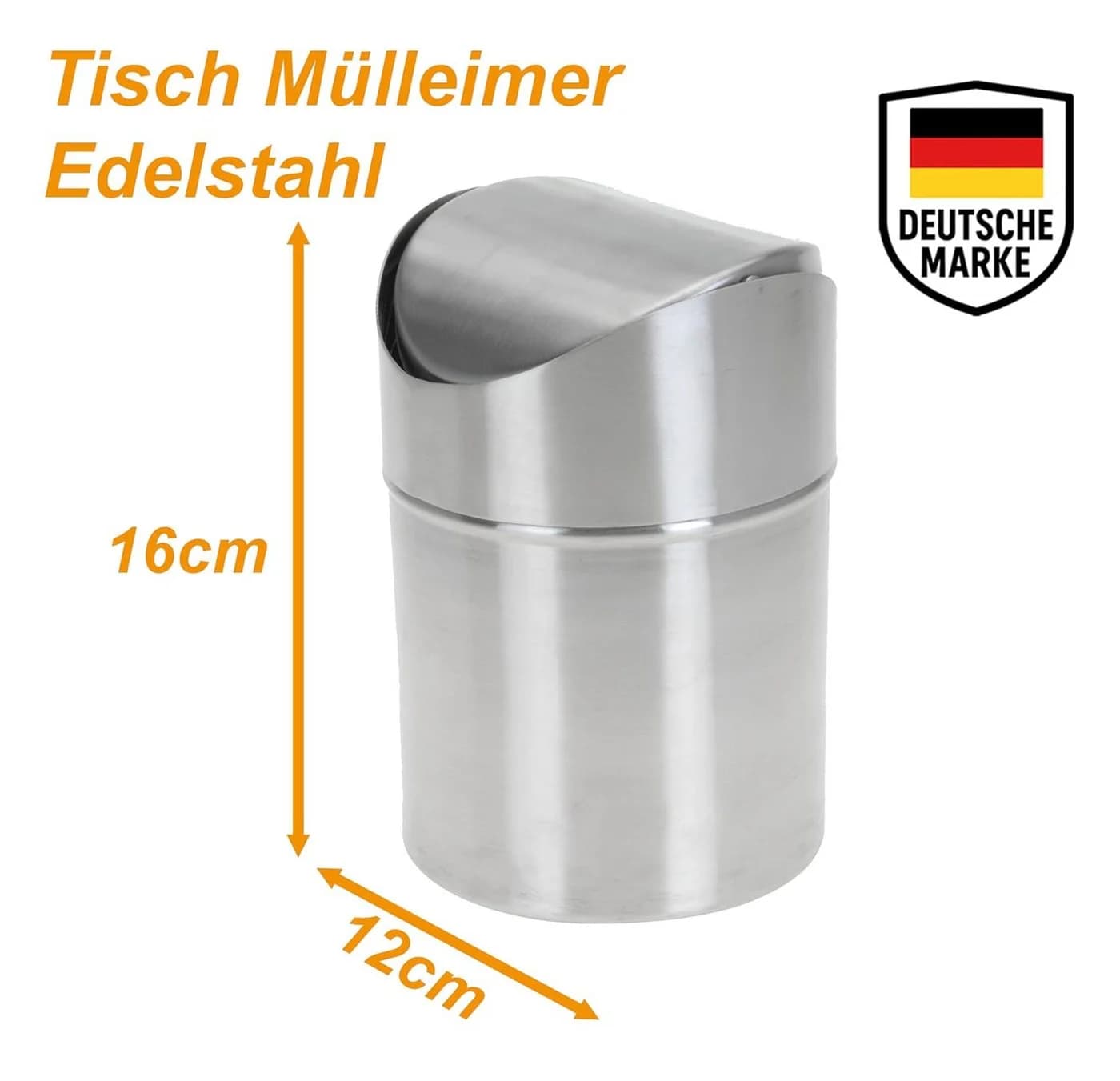 mucHome Tischmülleimer Edelstahl mit Schwingdeckel