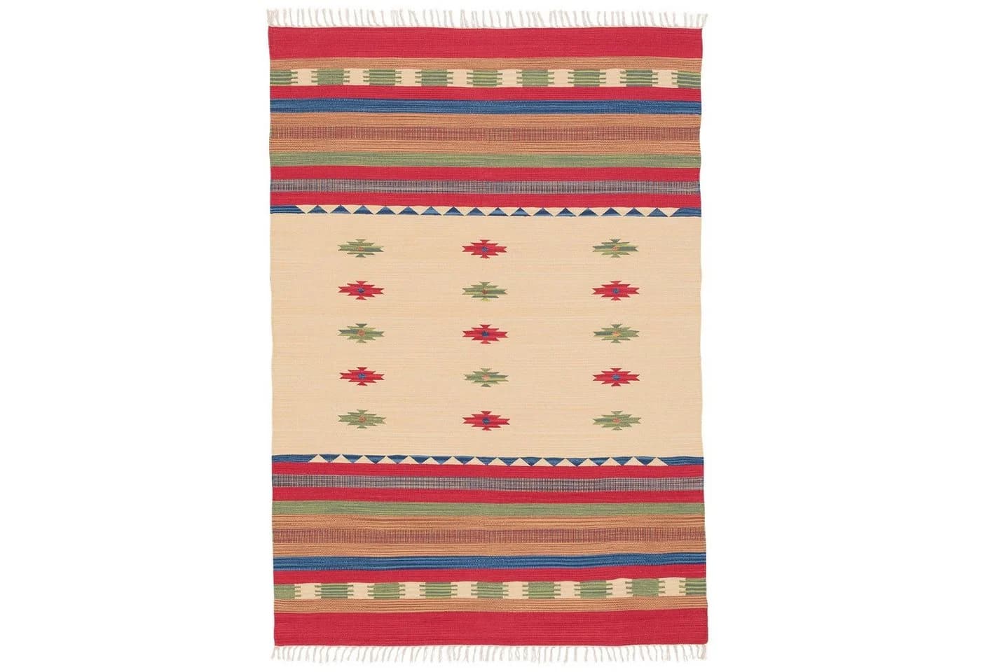 Pergamon Kelim Teppich Lina Trend Baumwolle Rot Rechteckig