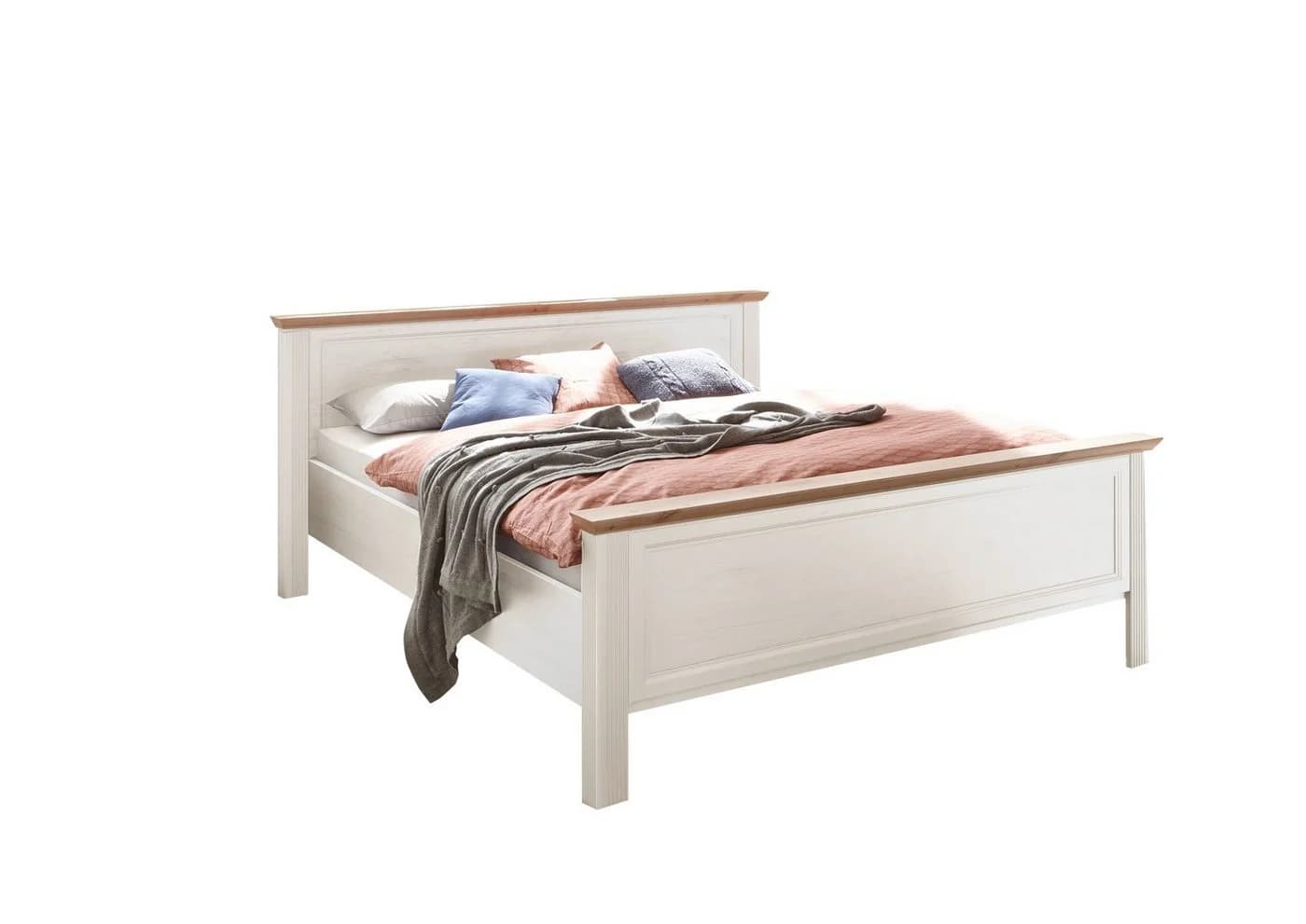 möbelando Bett Jasmin Landhausstil Beige Spanplatte