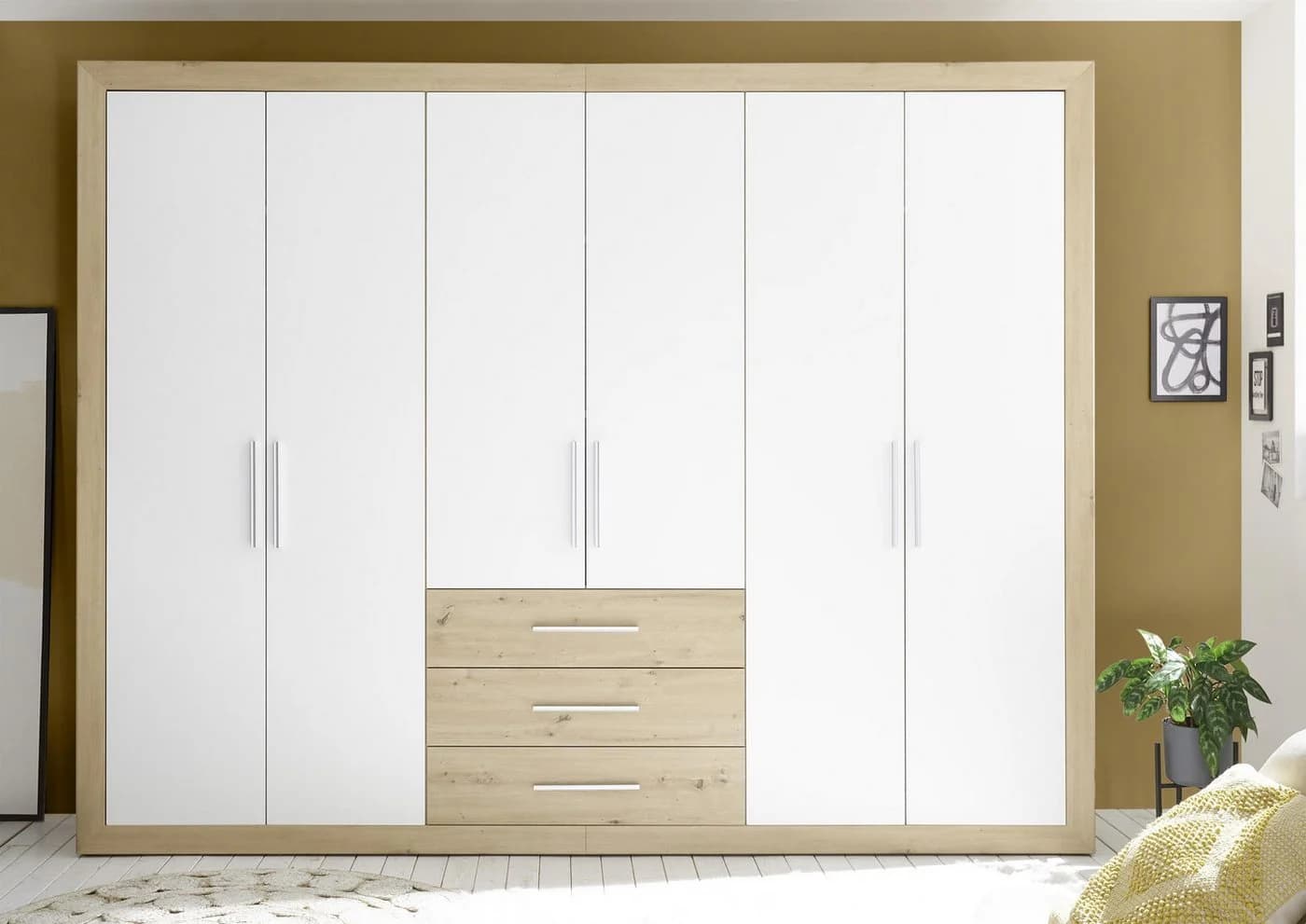 möbelando Schlafzimmer-Set Frieda 4-tlg. Artisan Eiche/Weiß