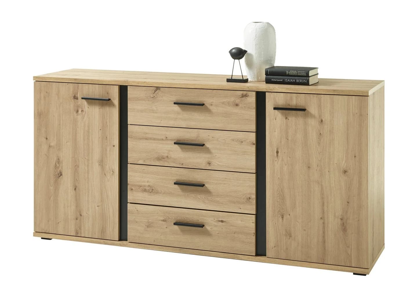 PREISBRECHER Sideboard Kendall Braun/Schwarz Modern Rustikal