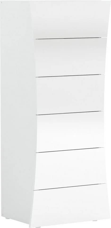 möbelando Kommode Arona Weiß Hochglanz 6 Schubkästen