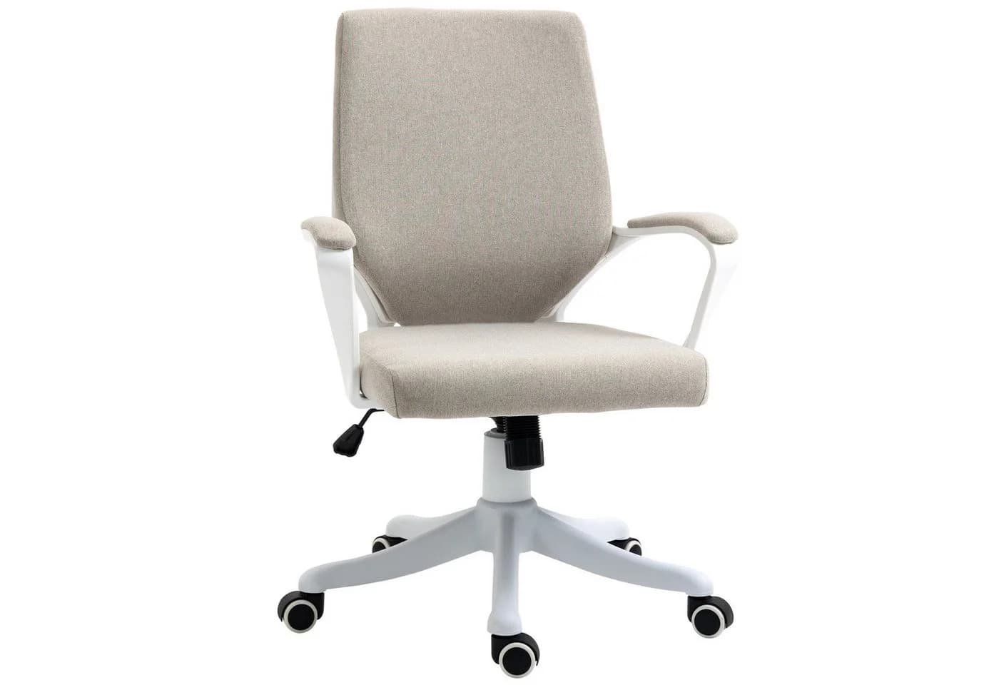 Vinsetto Schreibtischstuhl mit Wippfunktion, höhenverstellbar, Beige/Weiß