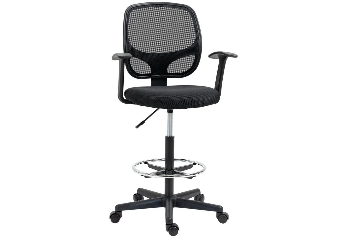Vinsetto Ergonomischer Bürostuhl Schwarz mit Mesh-Rückenlehne und Fußstütze
