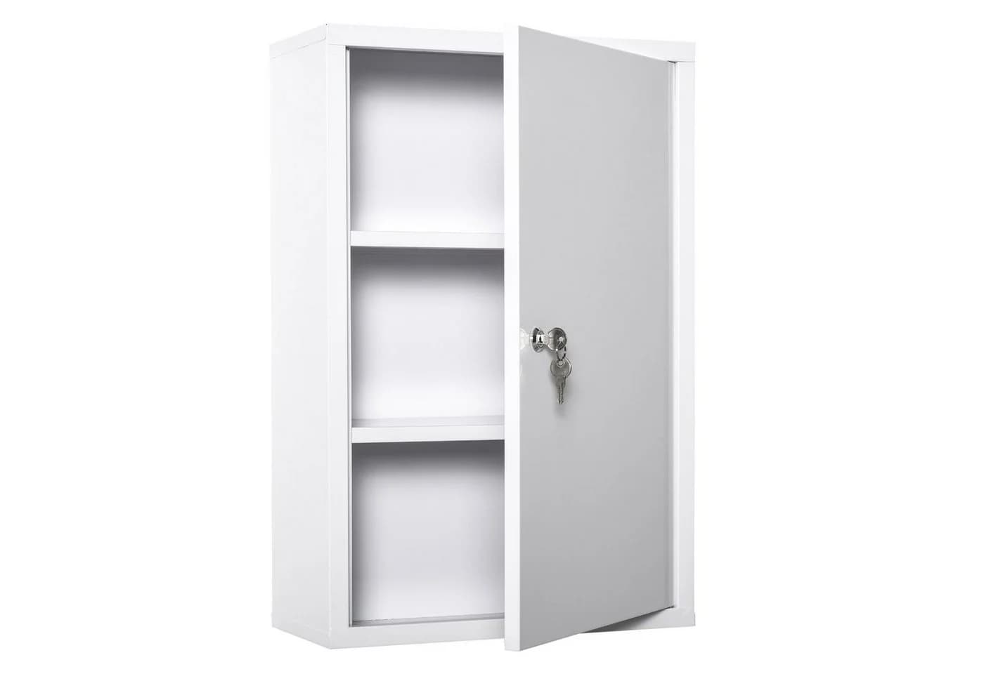 Kleankin Medizinschrank Weiß mit Schloss 3 Fächer