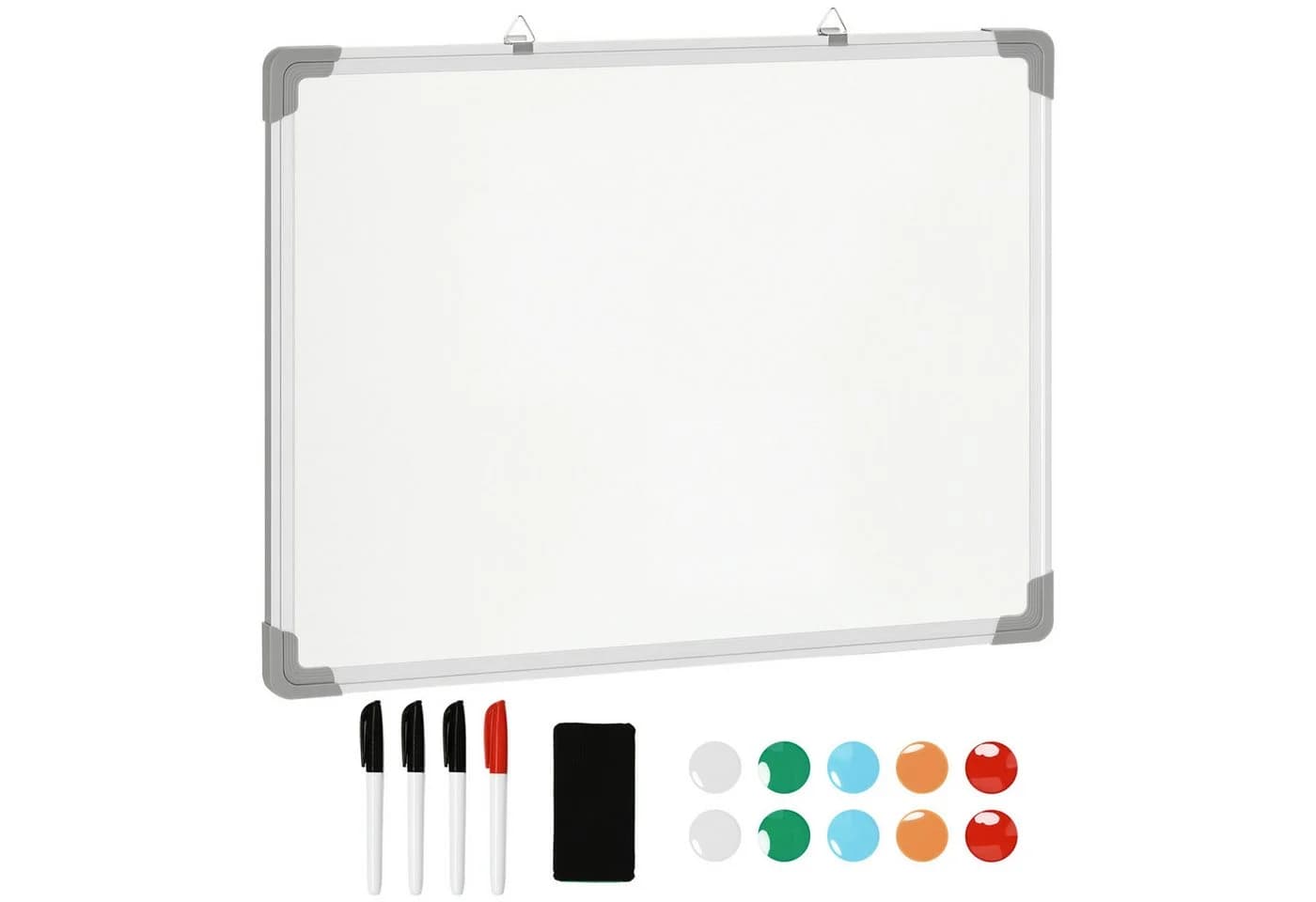 HOMCOM Magnettafel Whiteboard Weiß mit 4 Markern und 10 Magneten
