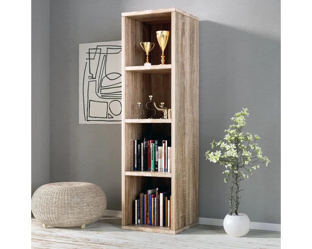 Casaria Bücherregal Skylar 4 Fächer Modern Weiß/Eiche
