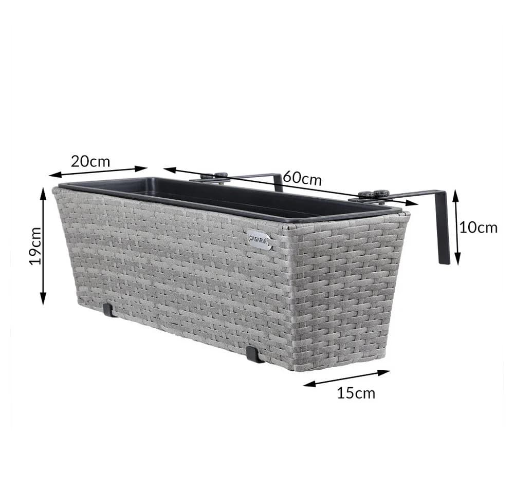 Casaria Blumenkasten 4er Set 11L Polyrattan mit Halterung