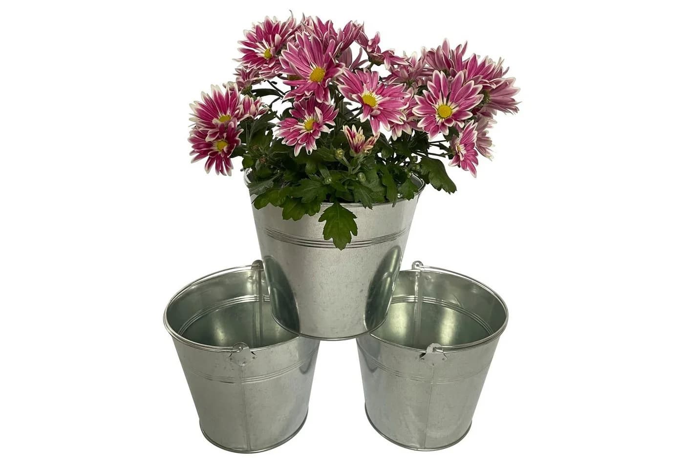 Online-Fuchs Blumentopf 3er Set Silber Zink Metall