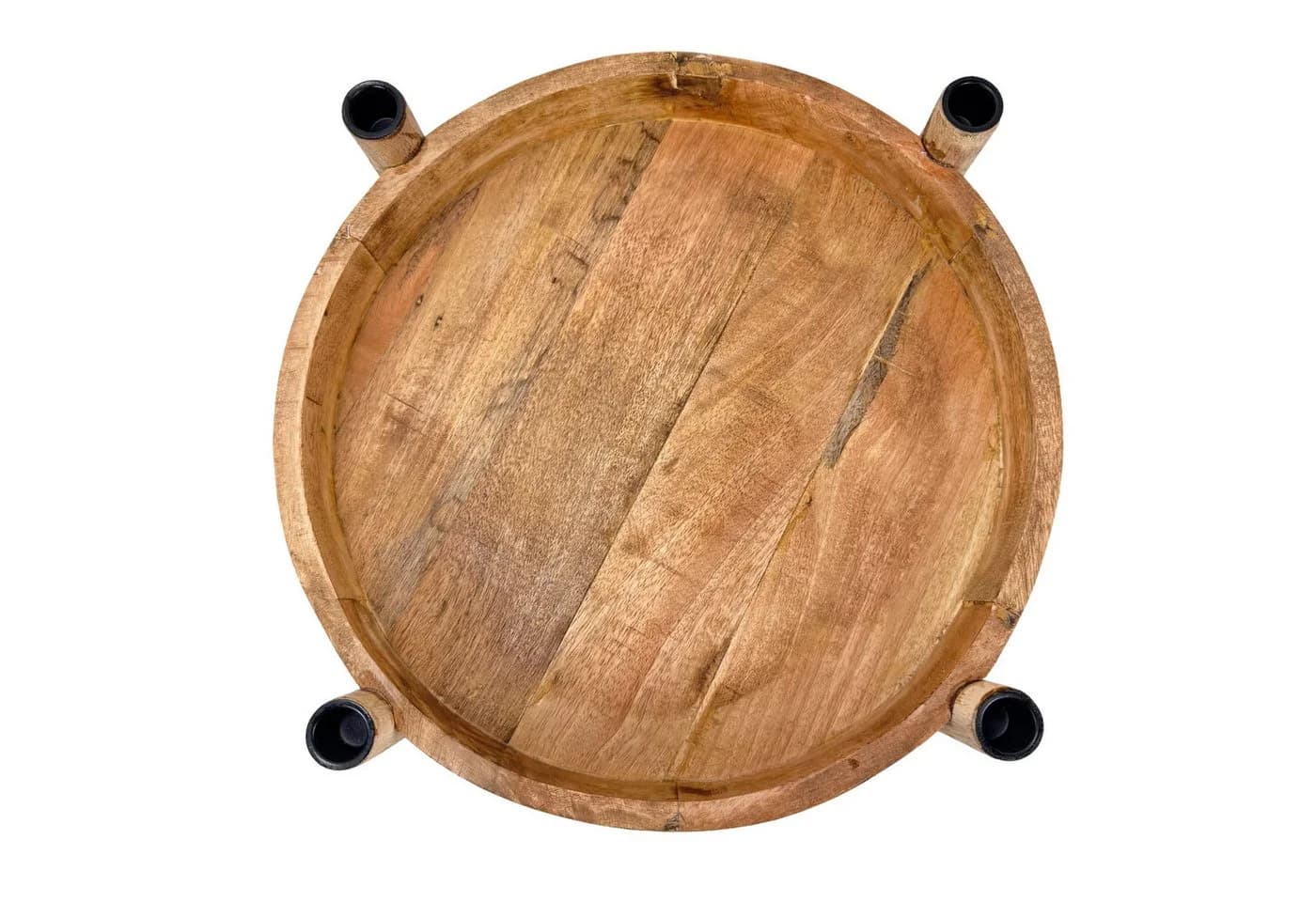 Online-Fuchs Adventskranz aus Mangoholz für Stabkerzen, Metall, rund, modern