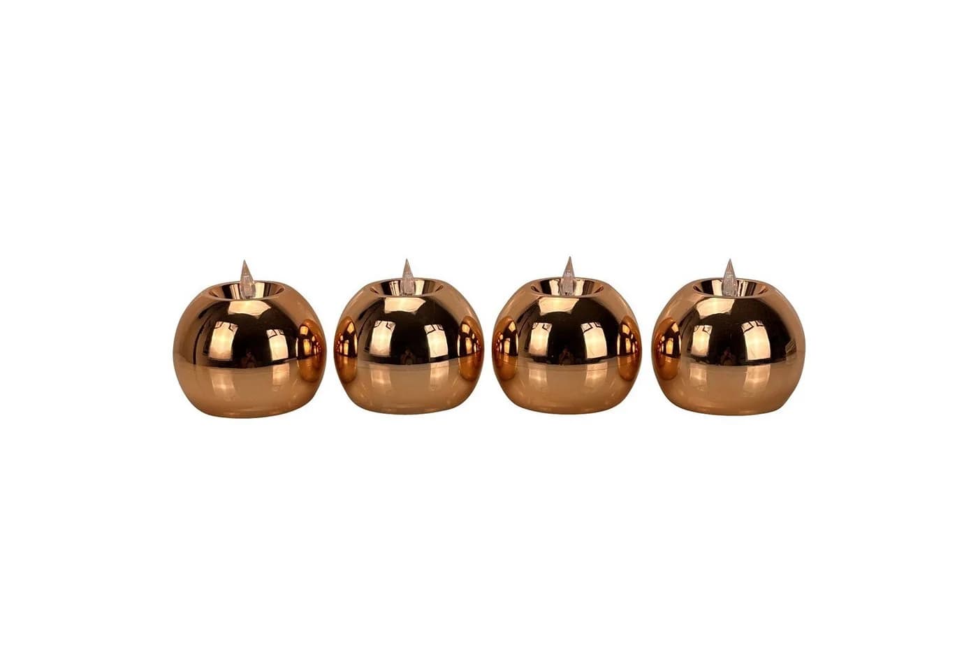 Online-Fuchs LED-Kerze 4er Set Kugelkerzen Timer Spiegeleffekt Roségold
