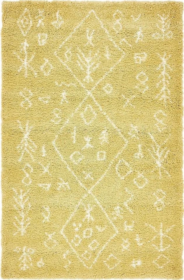 MyFlair Hochflor-Teppich Temara Shag Gelb/Elfenbein Skandi Design
