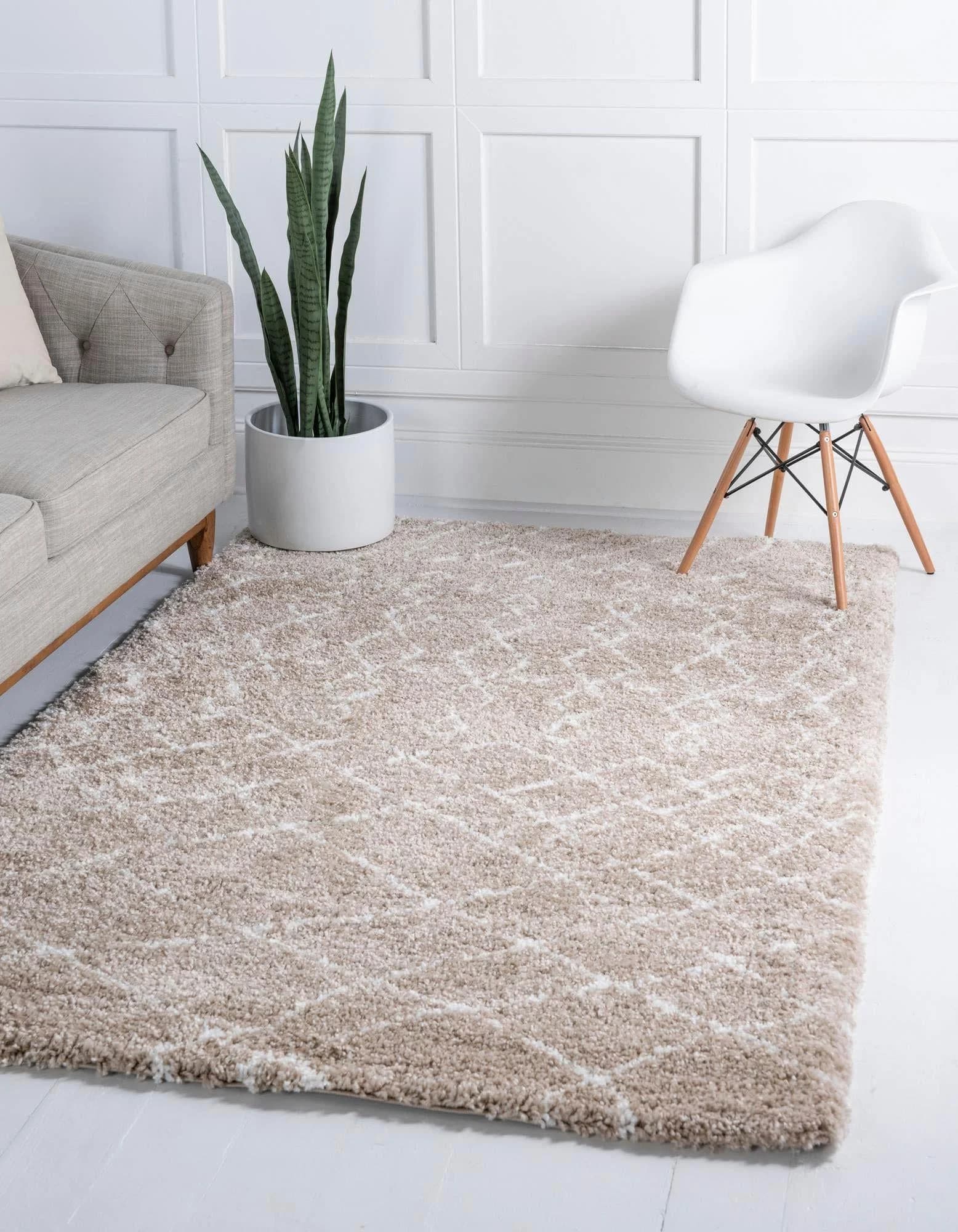 MyFlair Hochflor-Teppich Temara Shag Braun/Elfenbein Geometrisch