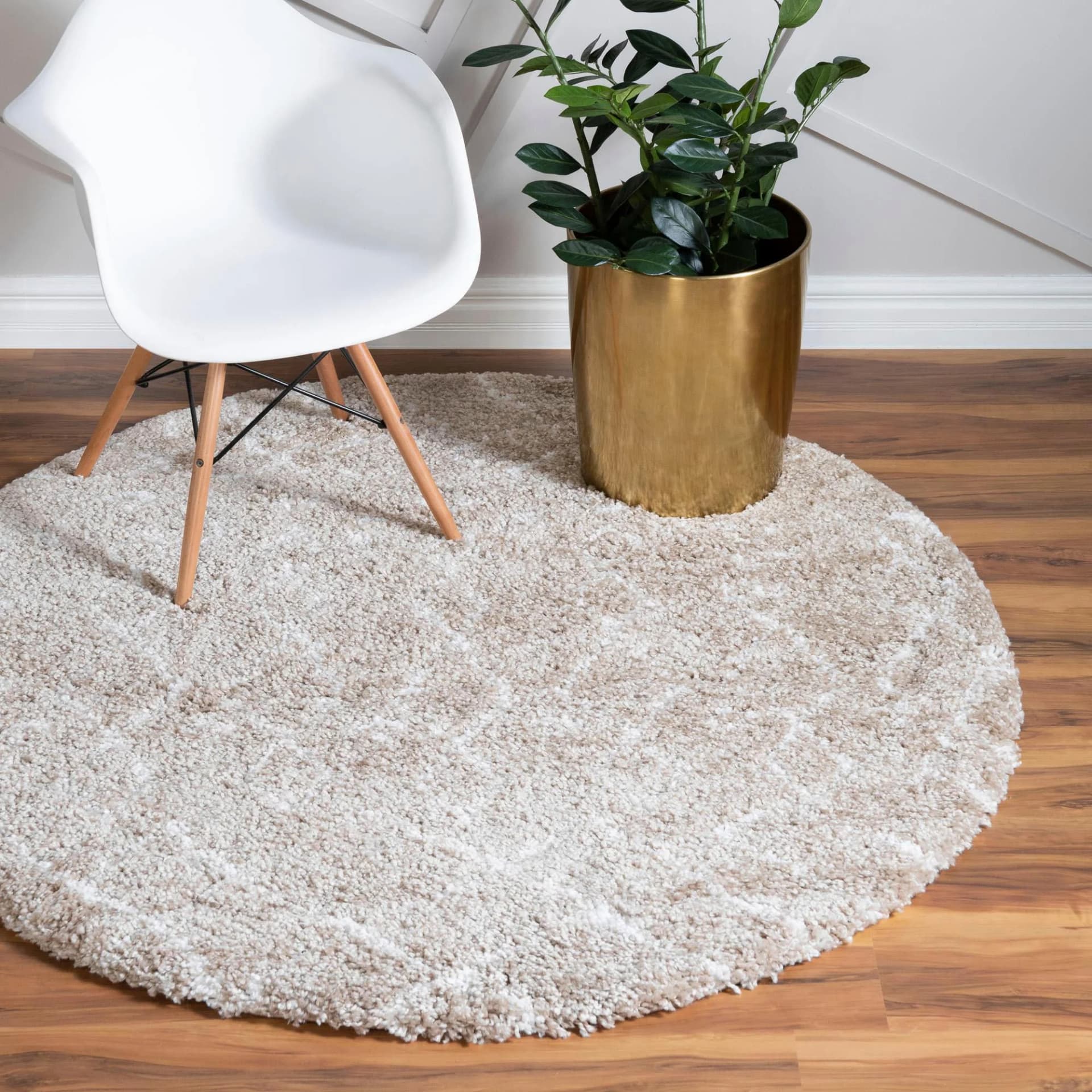 MyFlair Hochflor-Teppich Temara Shag Rund Braun/Beige 152cm