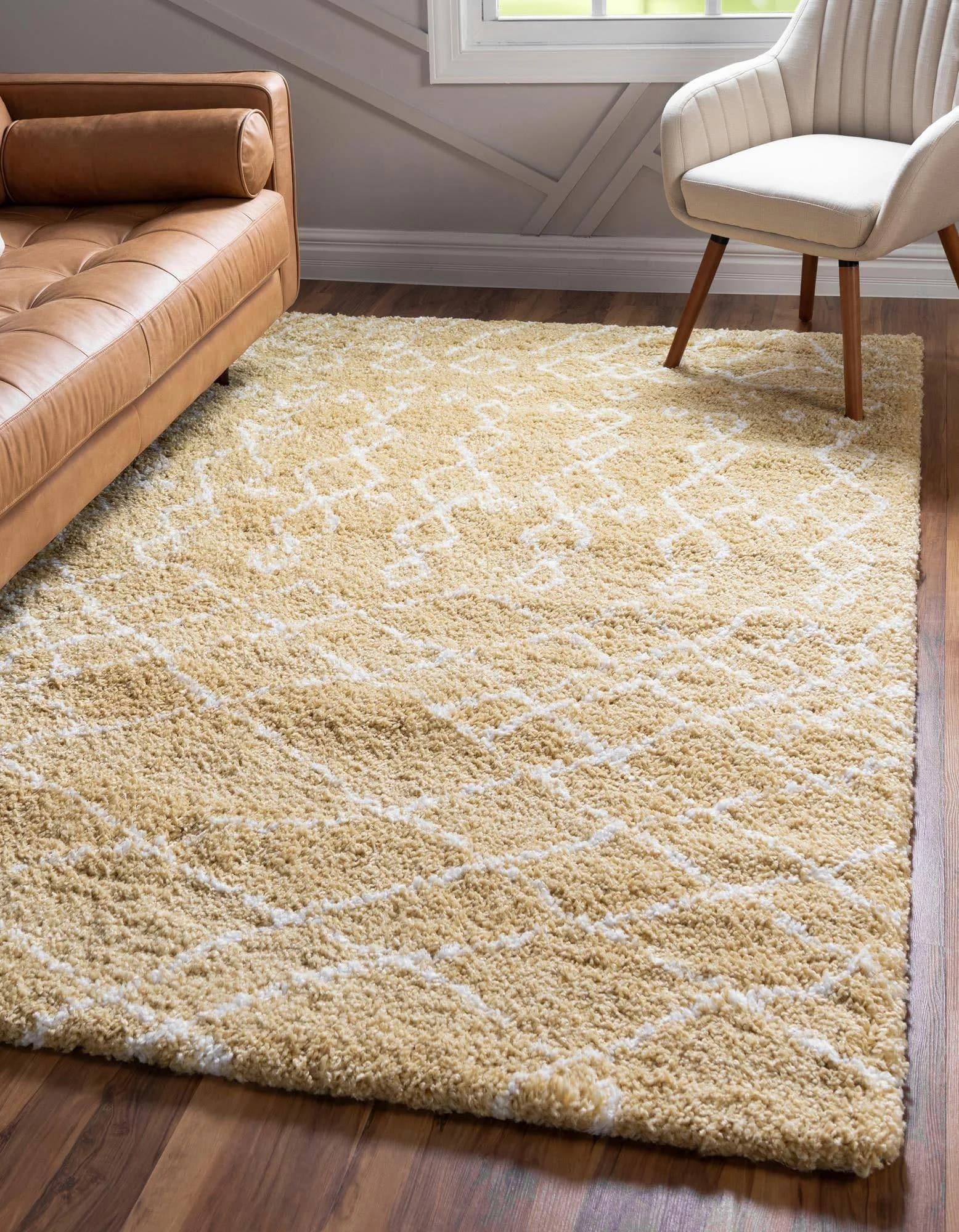MyFlair Hochflor-Teppich Temara Shag Gelb/Elfenbein Scandi Design