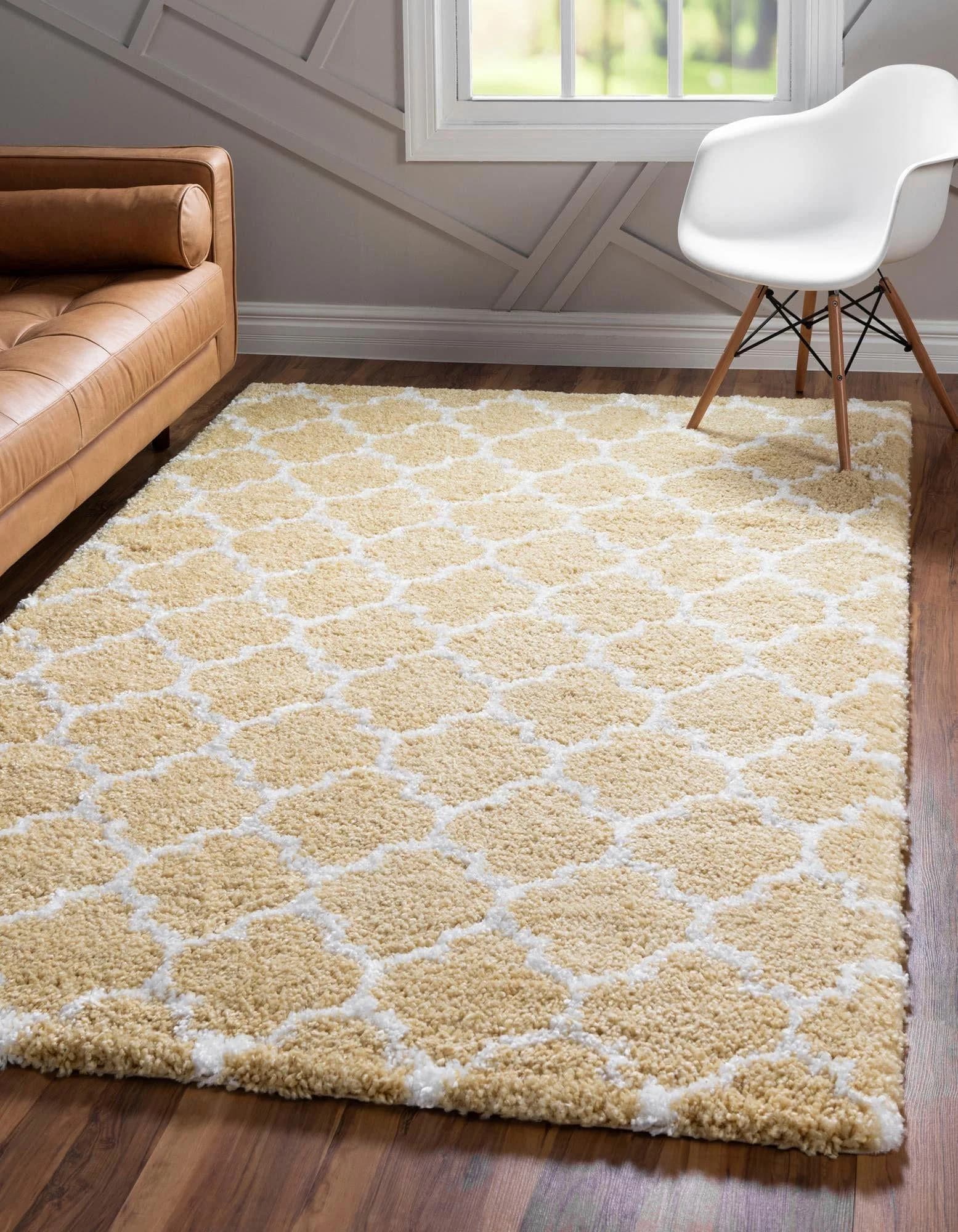 MyFlair Hochflor-Teppich Temara Shag Gelb Geometrisch