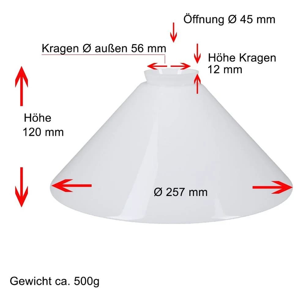 Home4Living Lampenschirm Schusterschirm Opal Weiß Ø 257mm Lampenglas E27 Ersatzglas