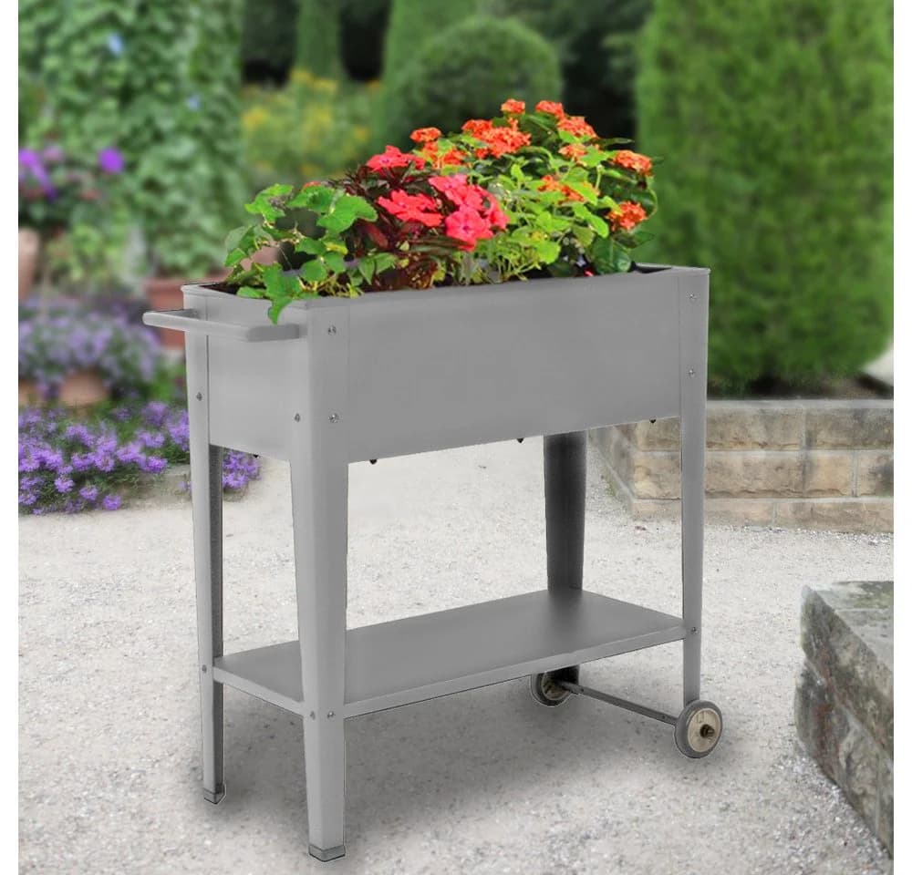 Home4Living Hochbeet Grau Metall mit Rollen