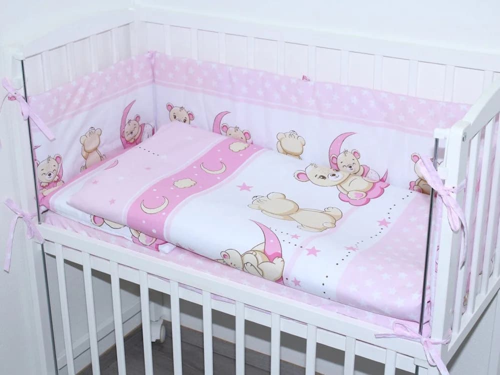 Primawela Beistellbett-Bettwäsche Set 6-tlg. Rosa mit Nestchen