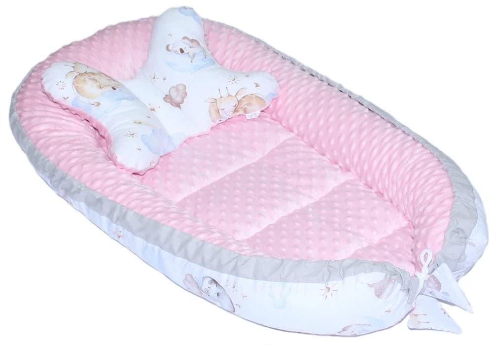 Primawela Bettnestchen Baby MINKY Nestchen Kokon mit Schmetterlingkissen Grau