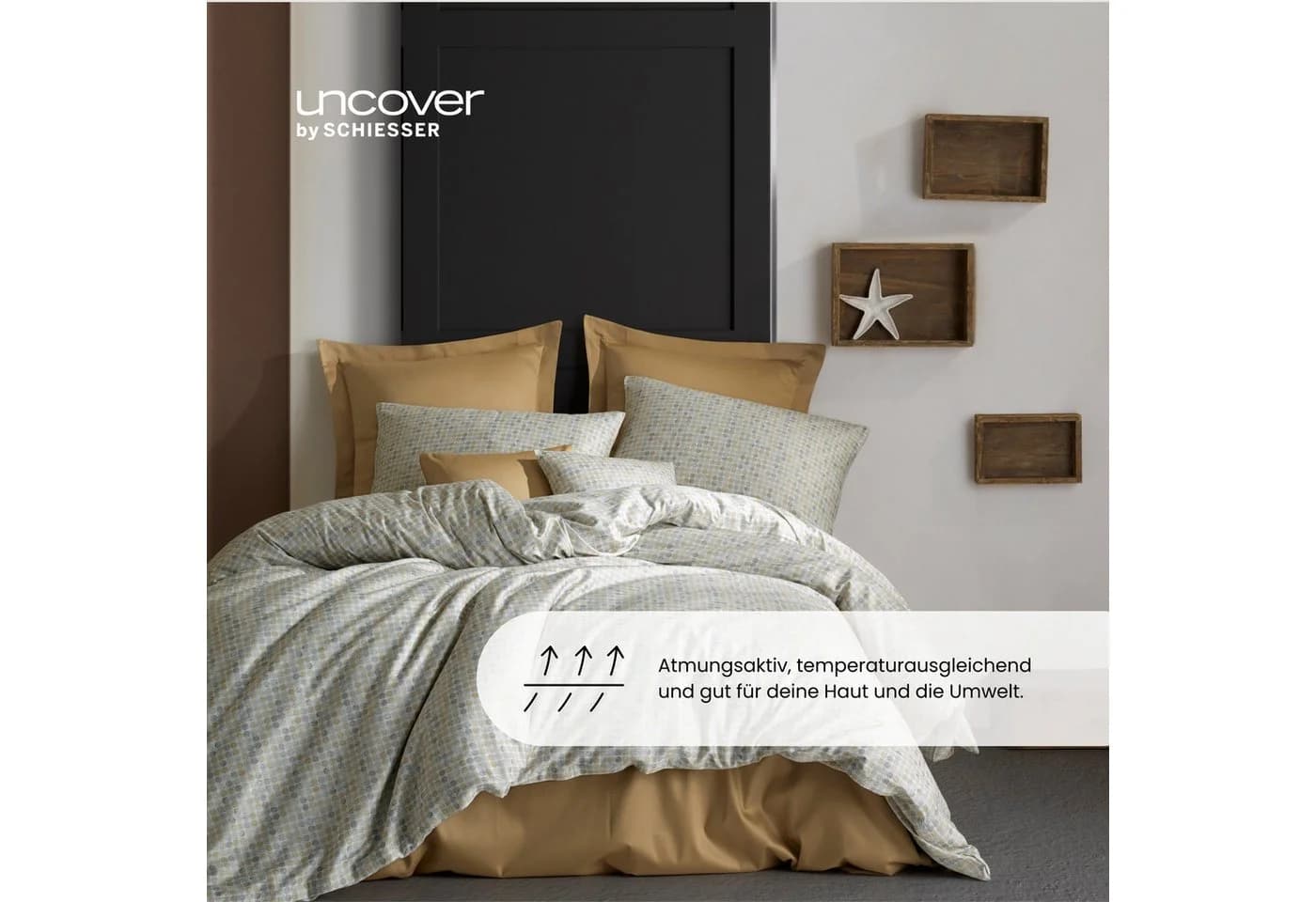 uncover by SCHIESSER Bettwäsche Set Beige Satin 135x200cm