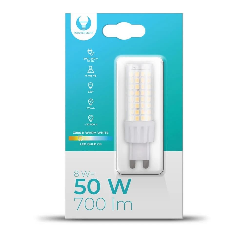 Forever Light LED-Leuchtmittel G9 6W/8W 480/700 Lumen Neutral- & Warmweiß