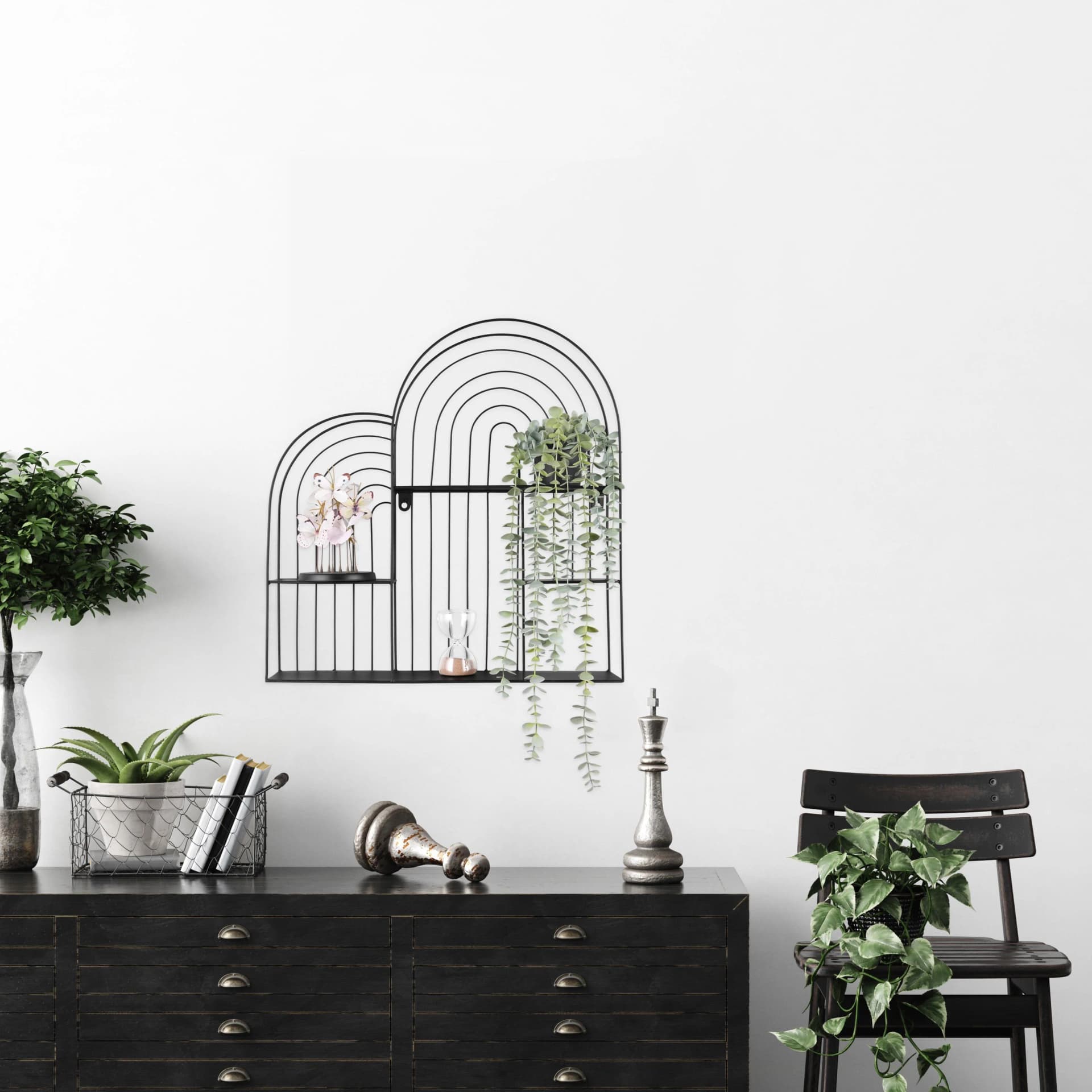 Wandregal IVANKA Mirrors and More Schwarz Metall
