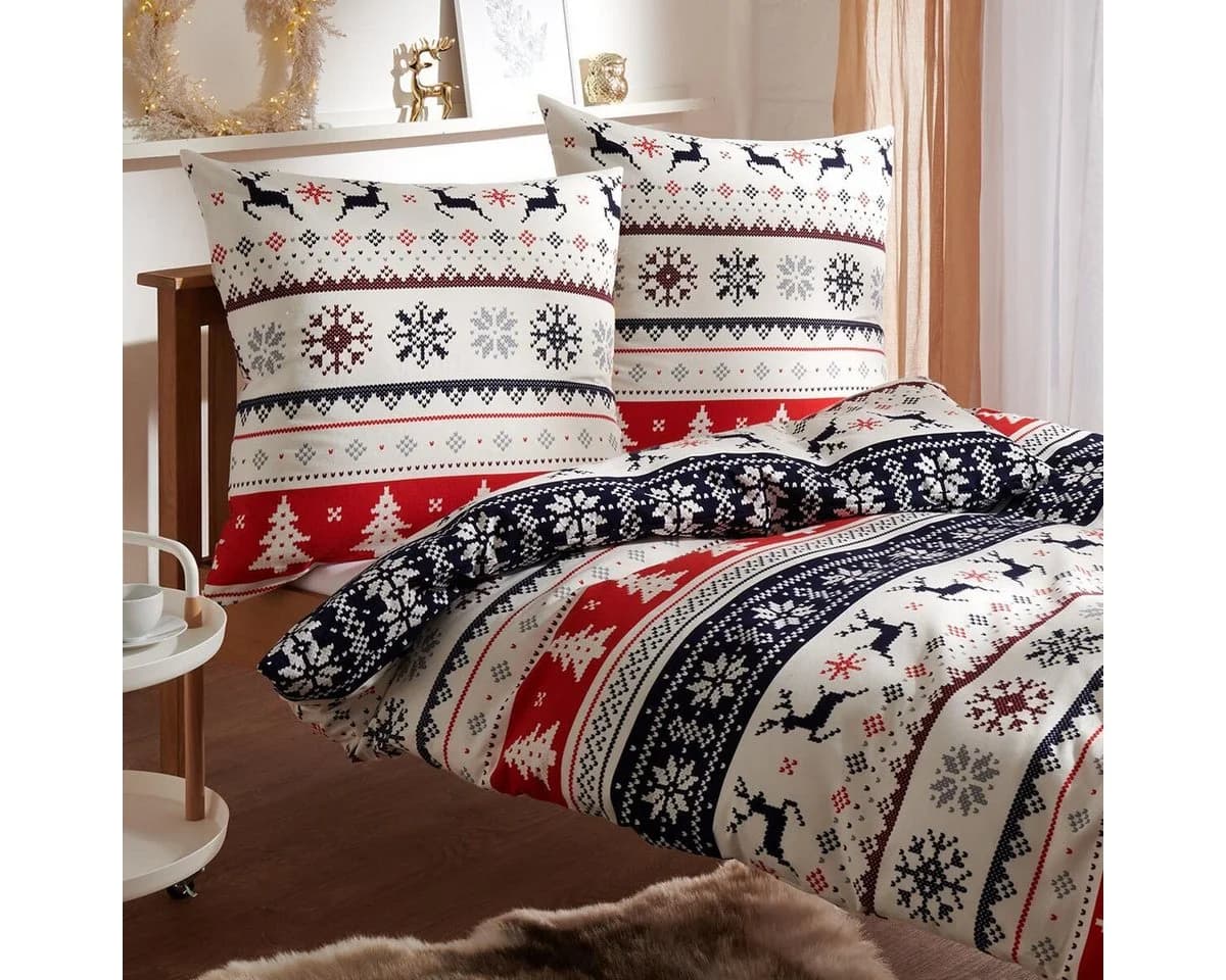TRAUMSCHLAF Bettwäsche Norweger Hirsch Flanell 2-teilig