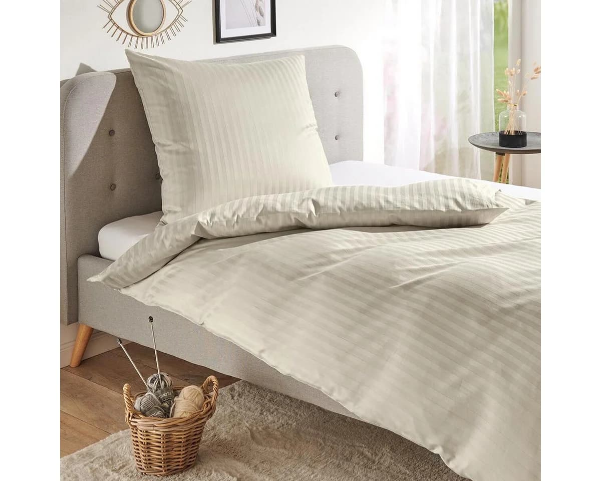 TRAUMSCHLAF Bettwäsche Stripe Mako Satin 3 teilig