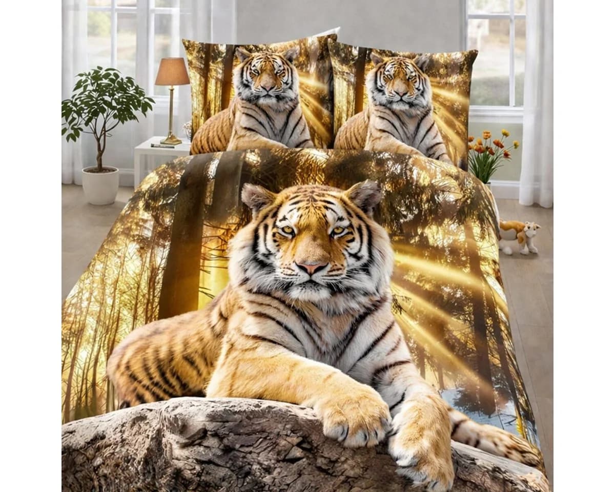 TRAUMSCHLAF Bettwäsche Tiger Renforcé 2-teilig Braun