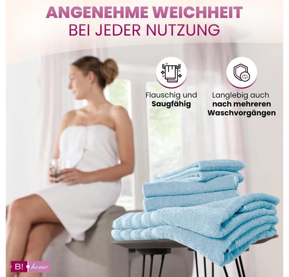 B!HOME Handtücher Set 4-tlg. Hellblau 100% Baumwolle Frottee