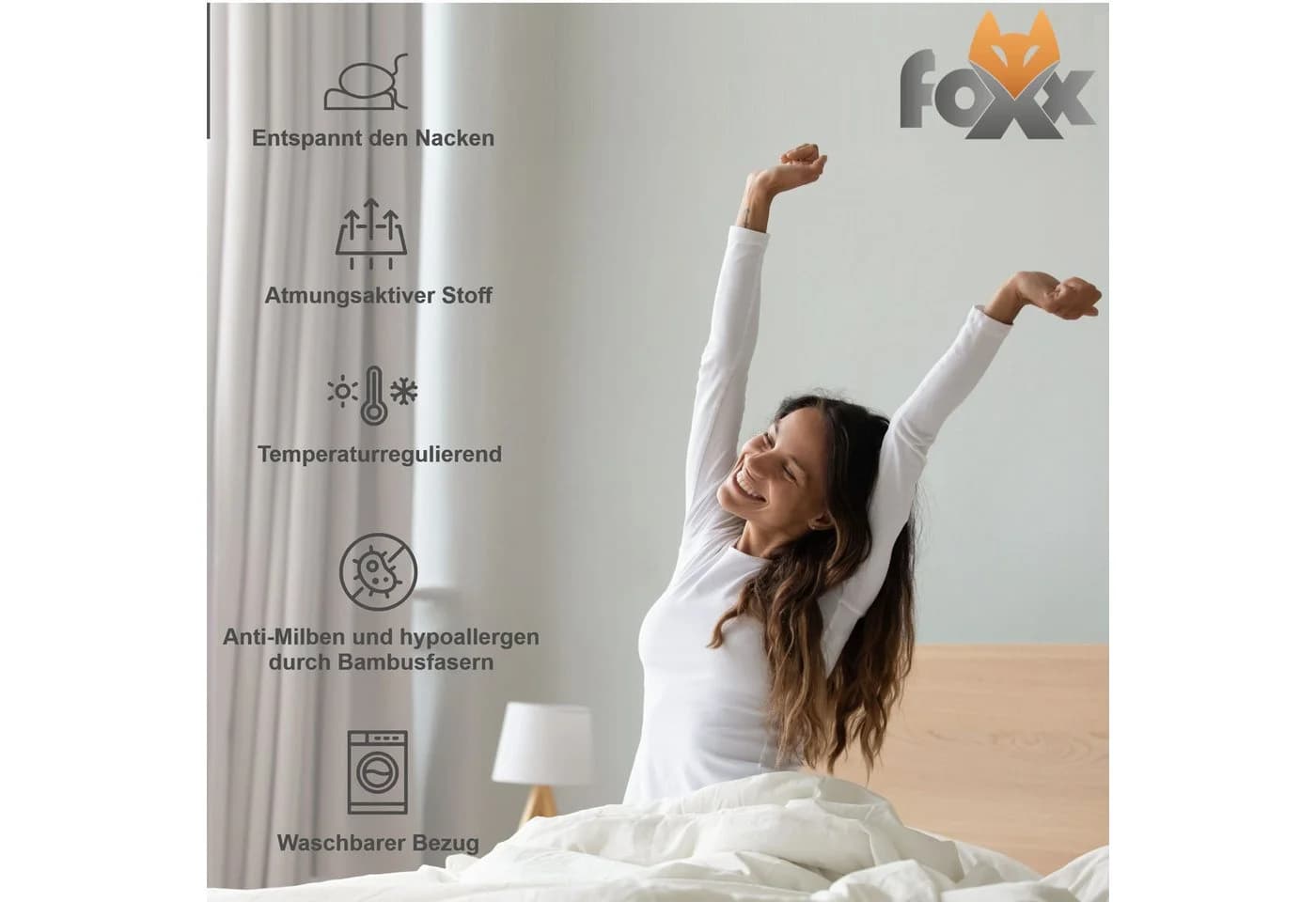 Foxx Nackenstützkissen Orthopädisch Bambus Visko für Nackenschmerzen