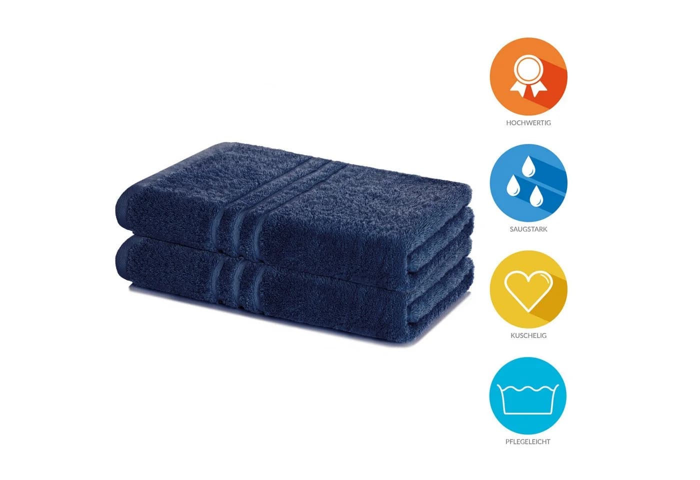 Lavea Duschtuch Elena-Frottierserie 70x140 cm Baumwolle 2er Set 500 g/m² Frottier