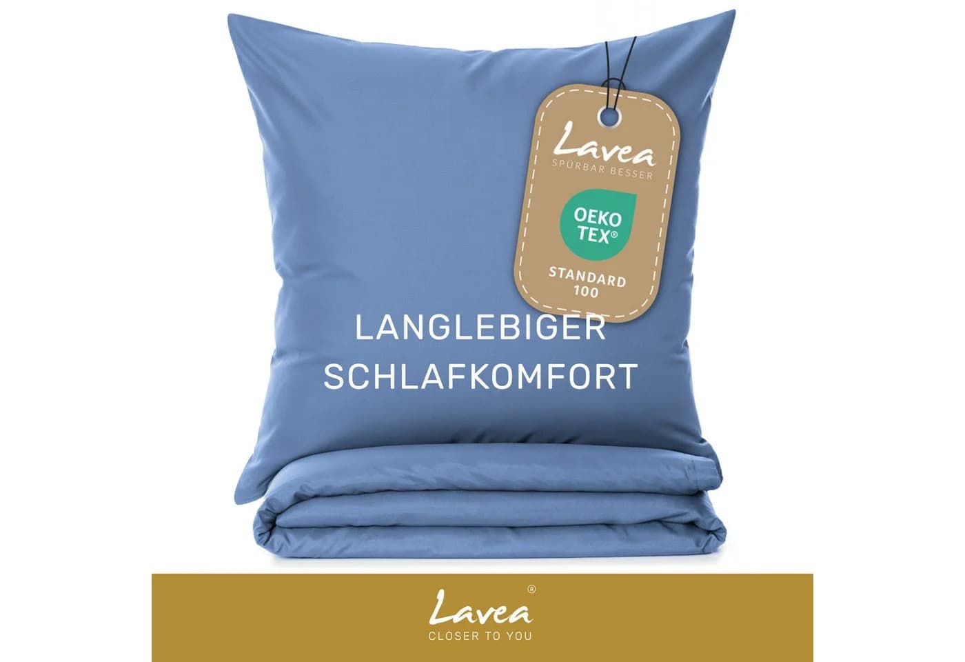 Lavea Bettwäsche Mikrofaser 2-teilig mit Reißverschluss blau