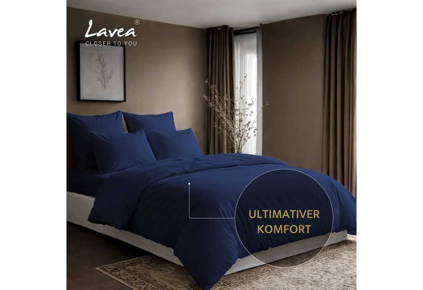 Lavea Bettwäsche Set Navy Baumwolle mit Reißverschluss