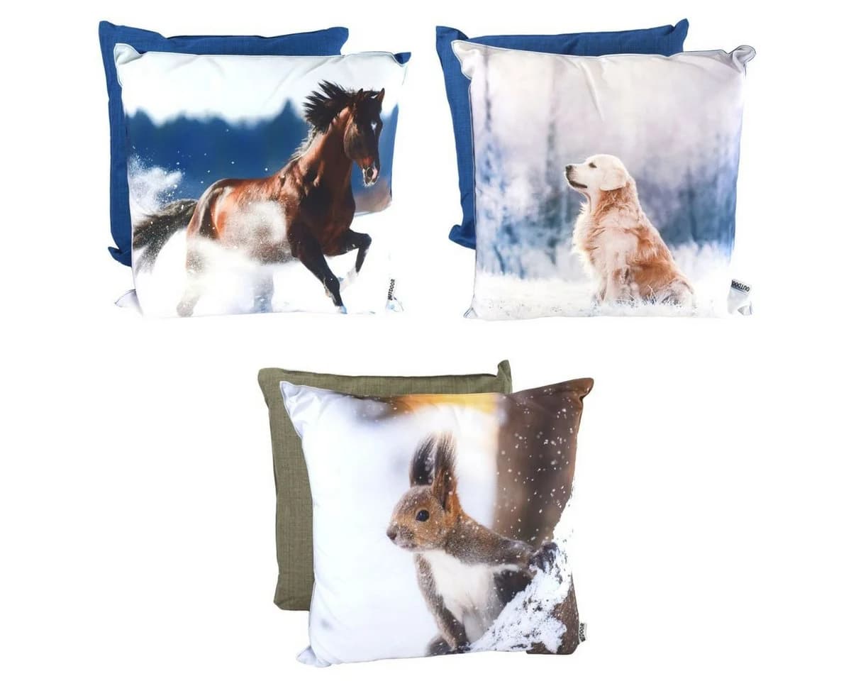 Marabellas Shop Dekokissen 45x45cm Winter Tier-Motive Bunt