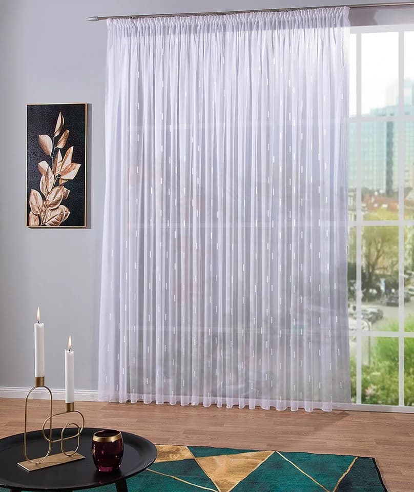 DecoHome24 Gardine Alyssa Weiß Halbtransparent
