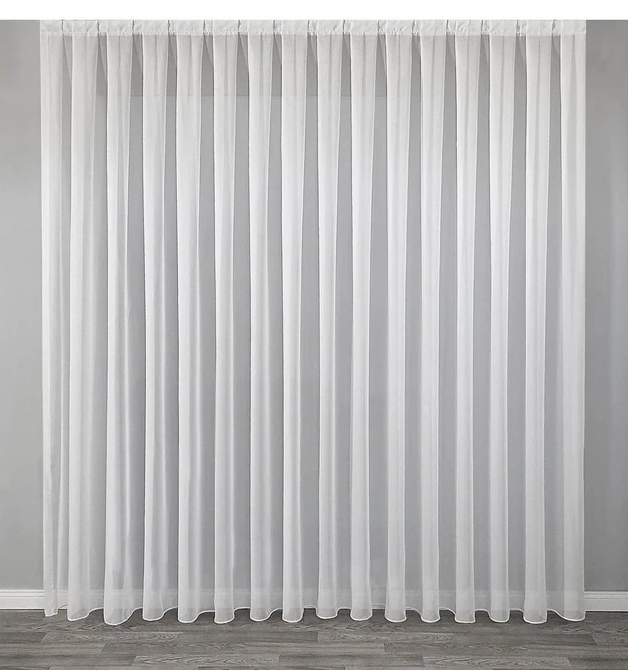 DecoHome24 Voile Gardine Weiß mit Falten
