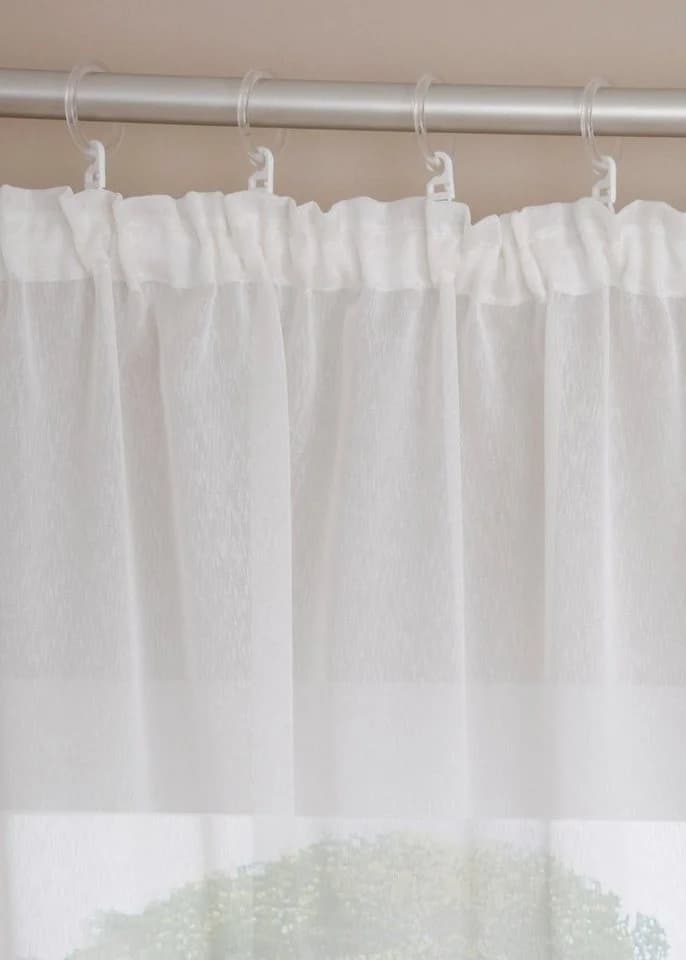 DecoHome24 Gardine Voile 2-teiliges Vorhänge-Set Kräuselband Halbtransparent