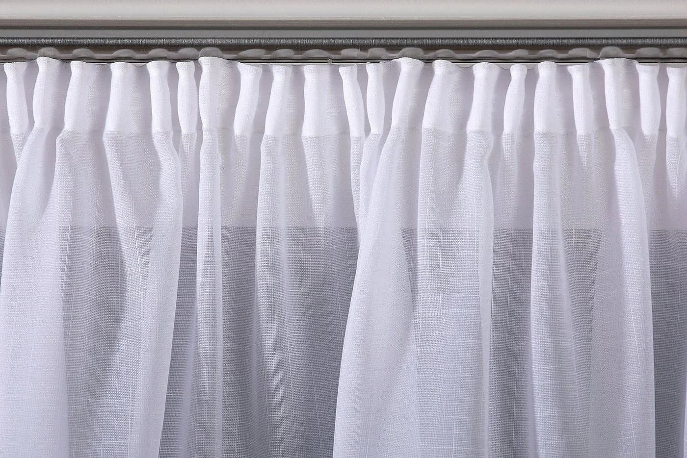 DecoHome24 Gardine Voile Weiß Kräuselband Maßgeschneidert